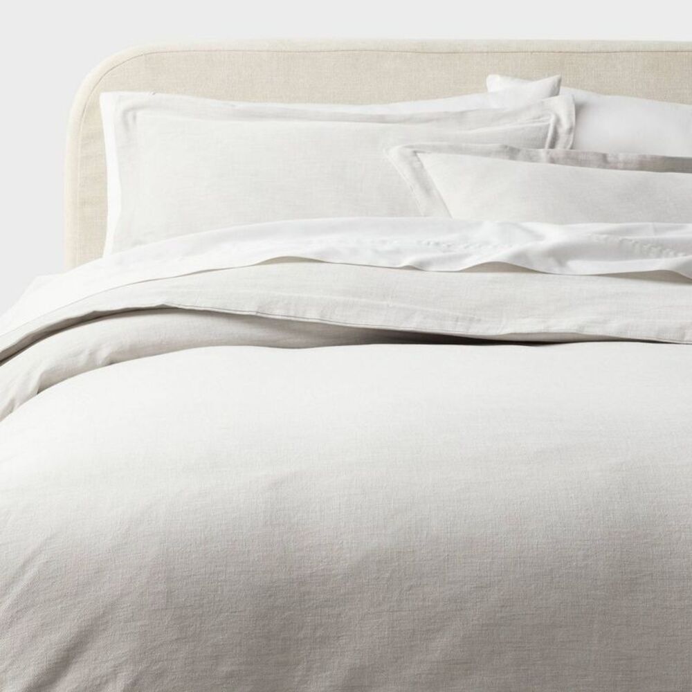Threshold - Full/Queen Casual Textured Cotton Duvet Cover and  Gray